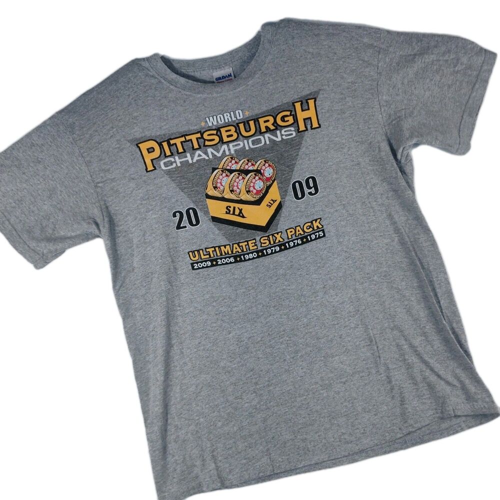 NFL Pittsburgh Steelers 2009 World Champions Six Pack T Shirt Superbowl Size L